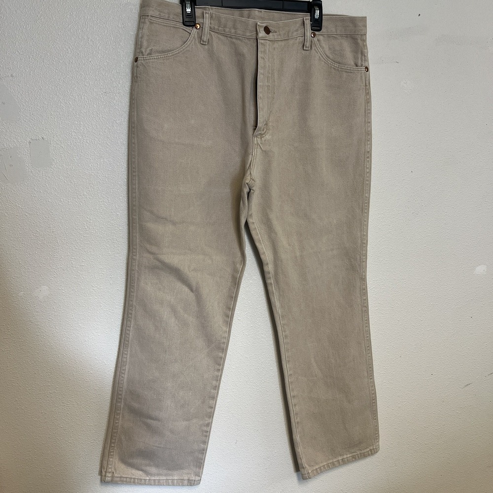 VTG Wrangler Black 936TAN Cowboy Cut Western Cotton Beige Jeans Mens 38x30 EUC